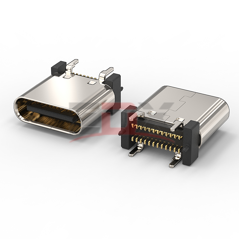 TYPE-C24P母座立贴四小脚