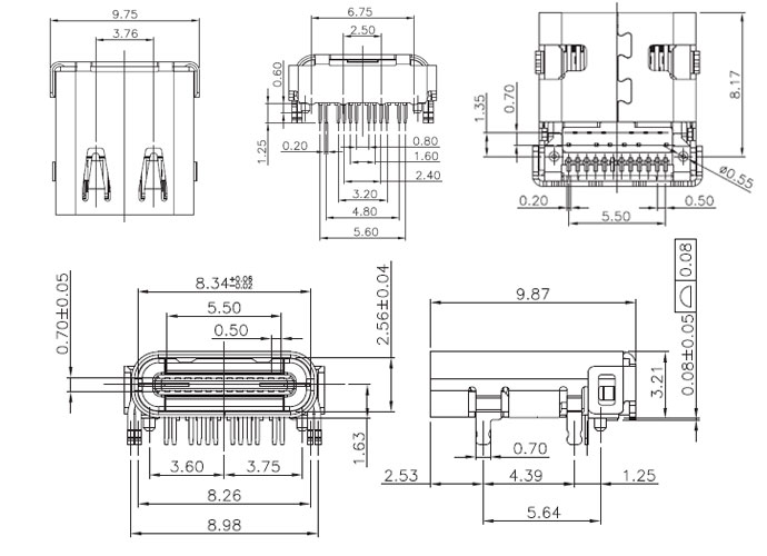 usb type c母座结构图